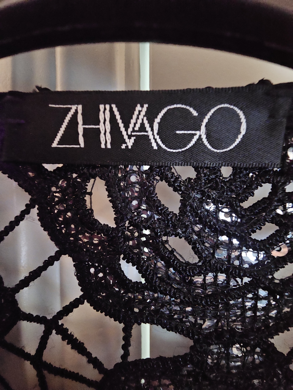 Black Sequin Rose Lace Dress with Multicolor Sparkle - Picture 5 of 7